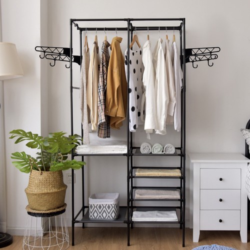 Large Clothes Hanger Rack Open Wardrobe with Storage Shelves Clothe Closet Ruhhy 22671 (9)