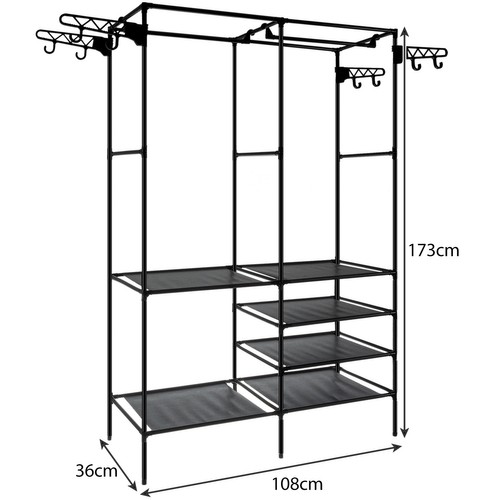 Large Clothes Hanger Rack Open Wardrobe with Storage Shelves Clothe Closet Ruhhy 22671 (12)