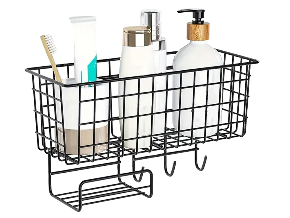 Hanging Metal Basket Organizer Door Shelf, 3 Hooks (1)