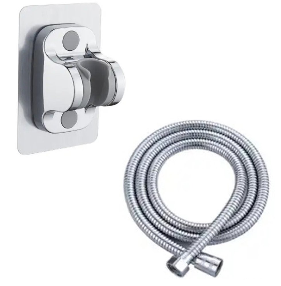 Shower Head with Hose and Wall Mount, White (2)