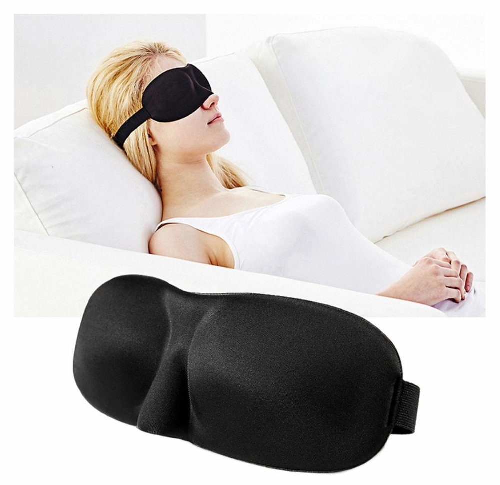 3D Sleep Mask Contoured Eye Cover for Total Blackout, Black (0)