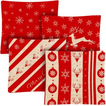 Ruhhy Christmas Throw Pillow Covers 45x45cm, Set of 4