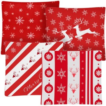 Christmas Cushion Covers 45x45 cm, Set of 4 Throw Pillow Cases Ruhhy 24827
