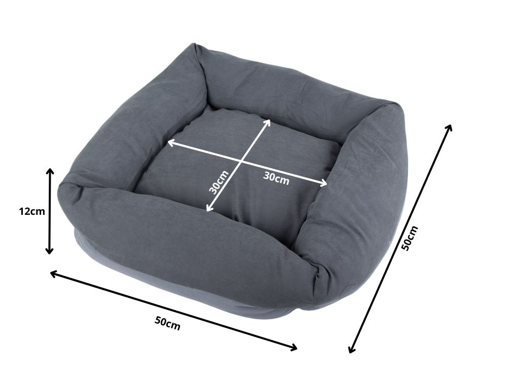 Soft pet bed for dogs and cats with removable cushion, 50x50cm, navy blue (0)