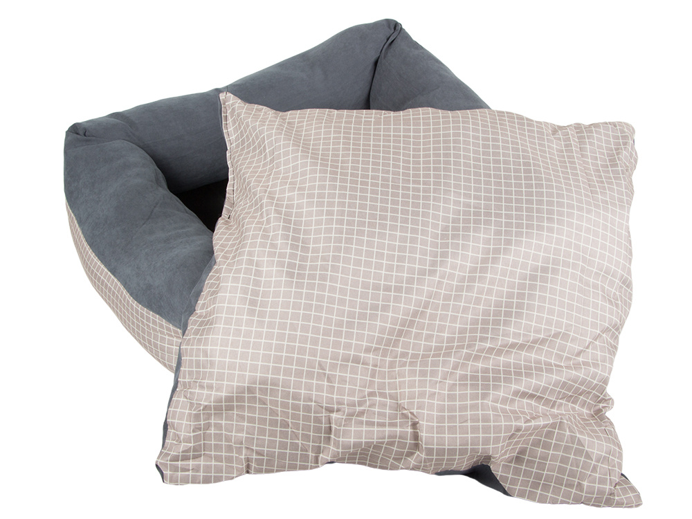 Soft pet bed for dogs and cats with removable cushion, 52x52cm, checkered (0)