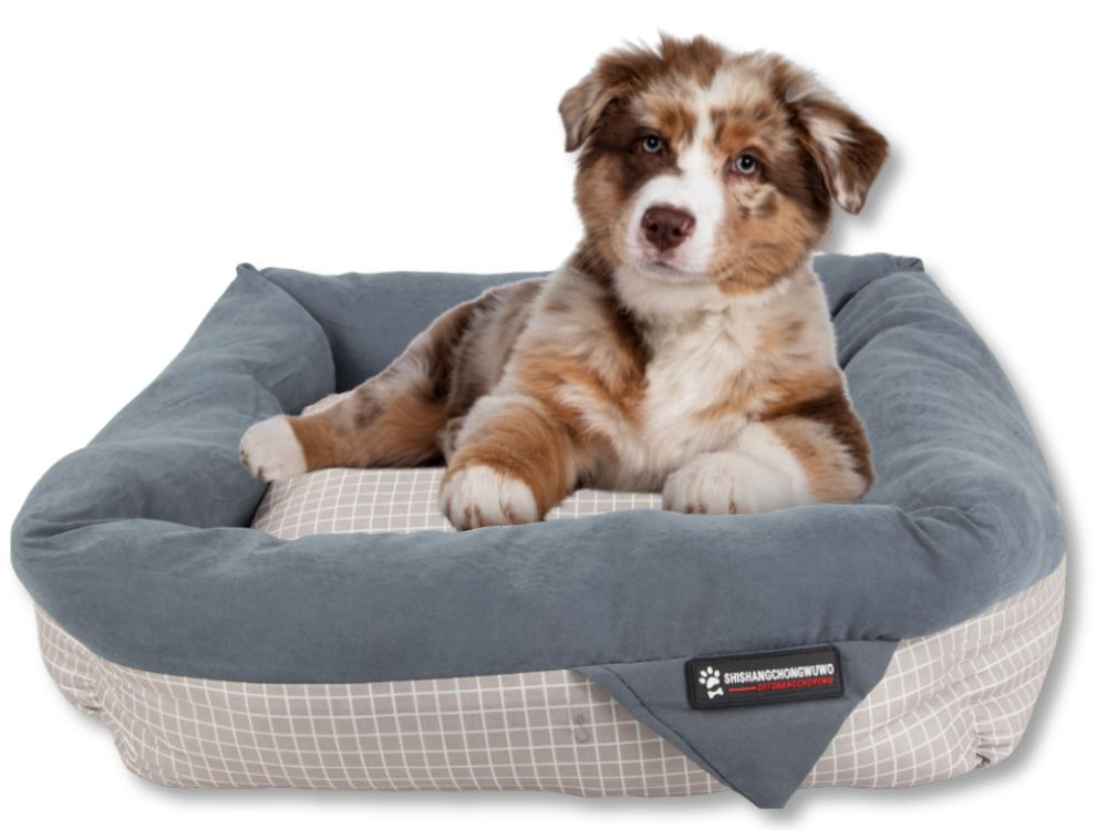 Soft pet bed for dogs and cats with removable cushion, 52x52cm, checkered (1)