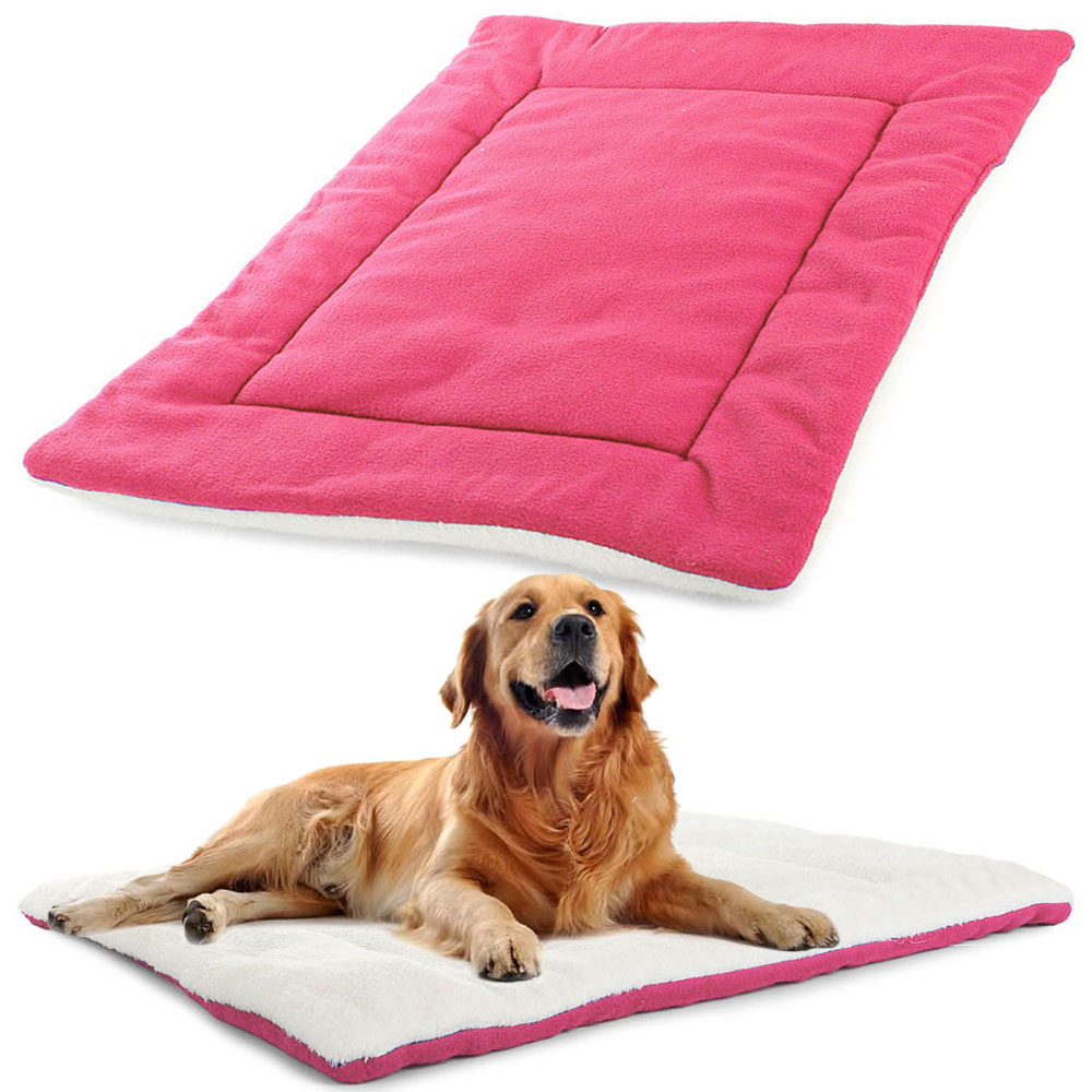 Pet bed mat 70 x 53 x 2.5 cm fabric dog bed pink
