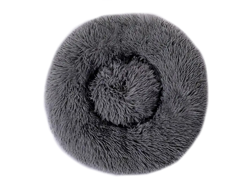 Soft Plush Donut Dog Bed for Dogs and Cats 80 cm, Dark Grey (2)