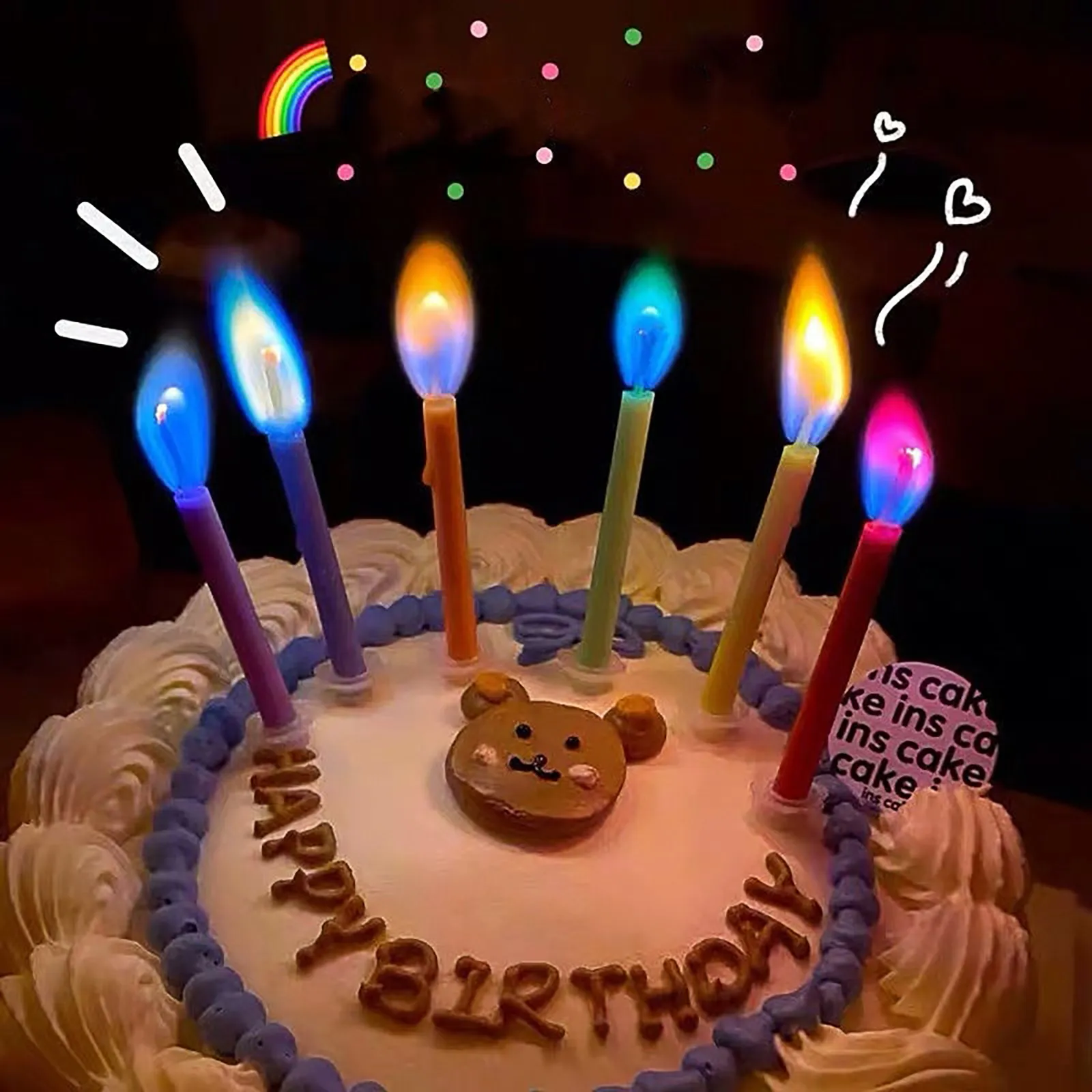 Holiday candles for the cake "Colorful flames", 6 cm x 6 pcs.