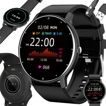Unisex Sports Smartwatch with Bluetooth Calls and Rubber Strap, Black