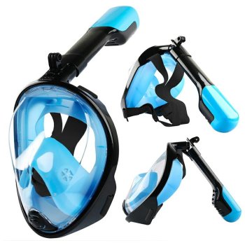 Full Face Snorkel Mask with Camera Mount, Anti-Fog 180° View S/M
