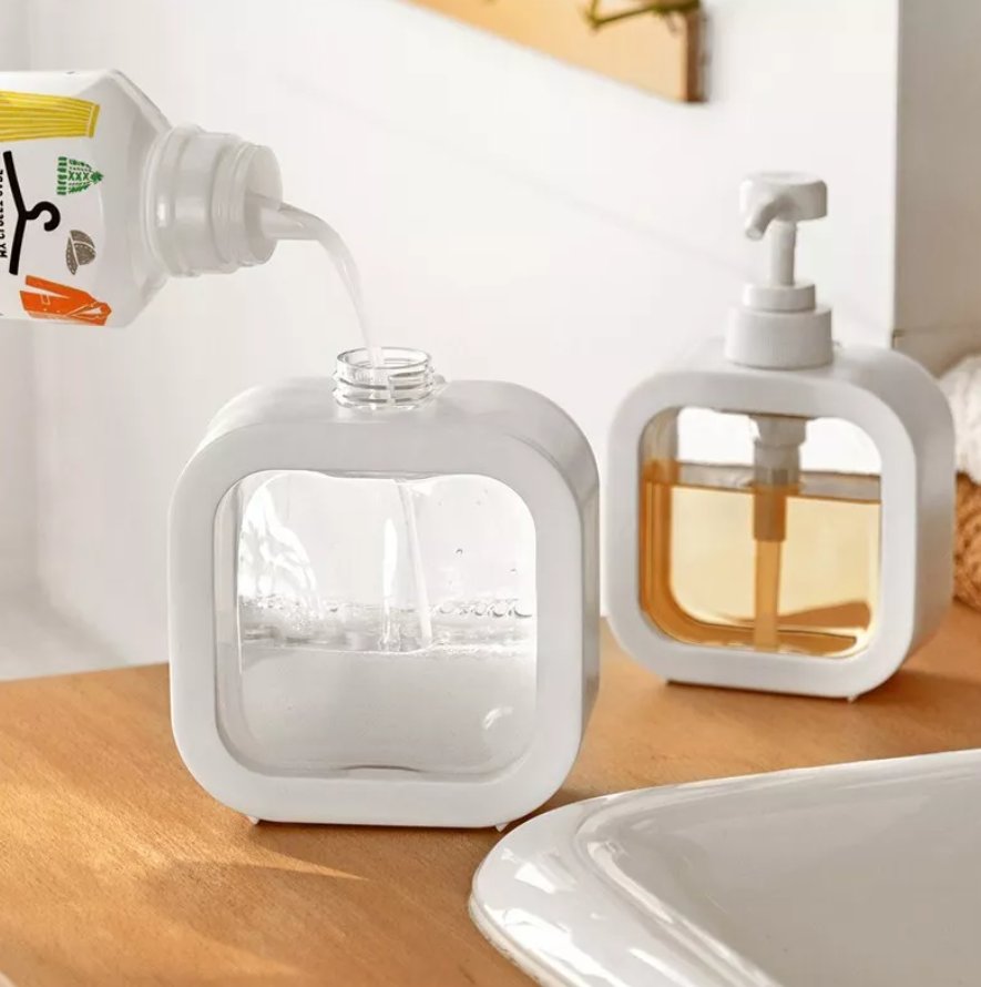 Liquid Soap Dispenser with Pump, 500 ml, White/Transparent (2)