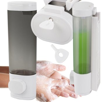 Wall-Mounted Liquid Soap Dispenser with Push Button, 300 ml, White