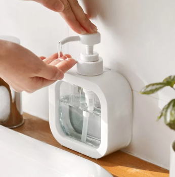 Liquid Soap Dispenser with Pump, 500 ml, White/Transparent