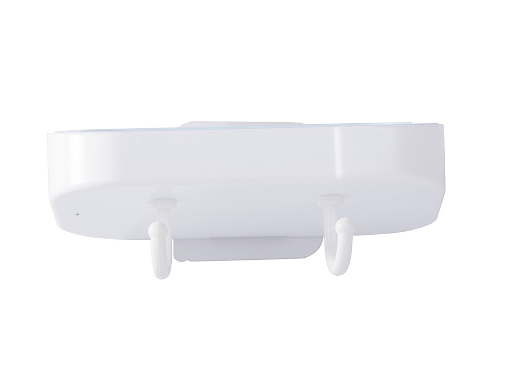 Wall-Mounted Soap Dish with Drainage and 2 Hooks, White (1)