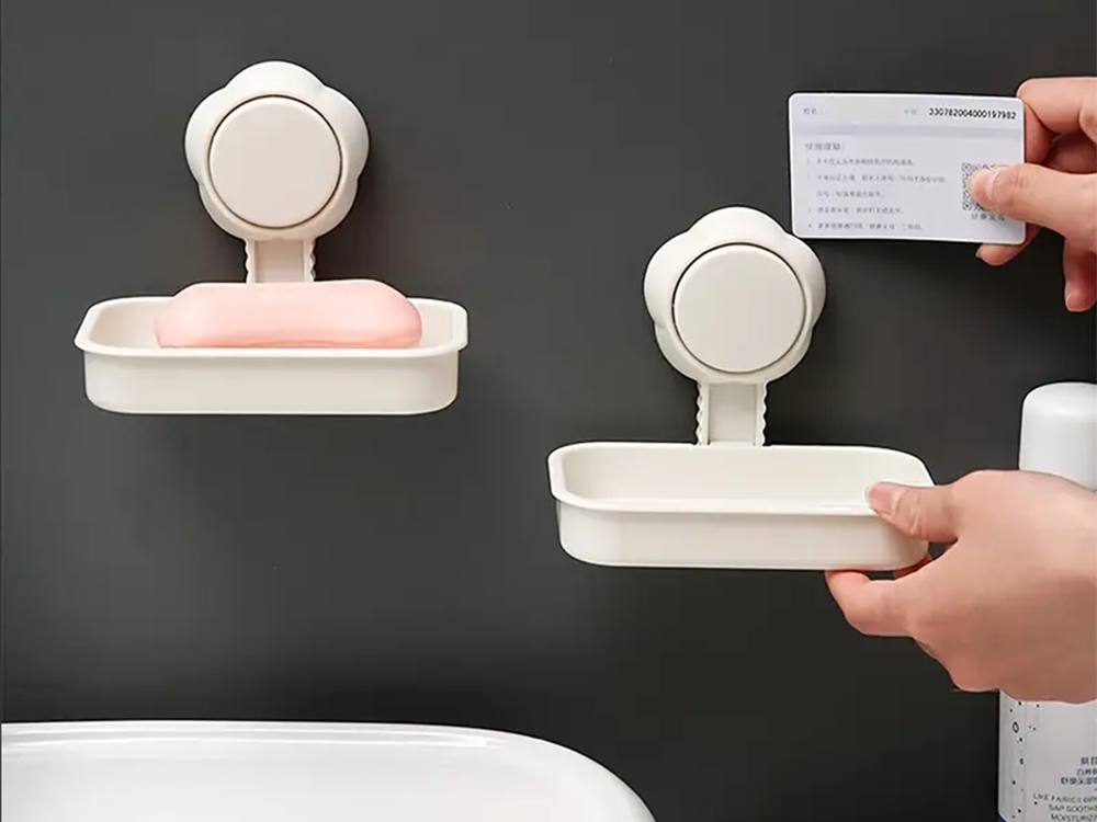Wall-Mounted Suction Cup Soap Dish, White (1)