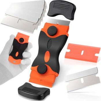 Ceramic Hob Scraper for Induction Cooktops with 6 Blades, Black