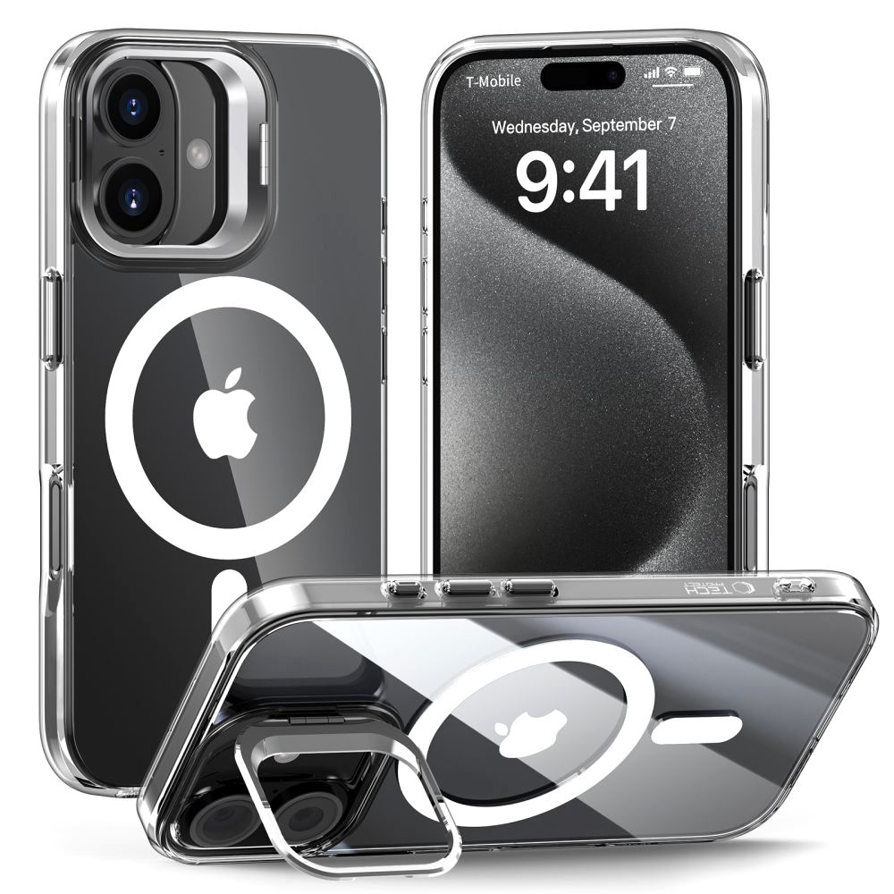 Apple iPhone 16 6.1'' Tech-Protect MagStand MagSafe Case Cover, Clear