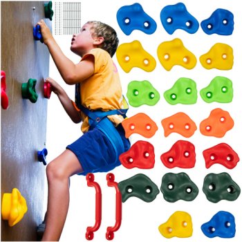 Kruzzel 25395 Children's Climbing Stones Rocks Indoor Outdoor Playground Climbing Wall Holds Grips, Set of 22