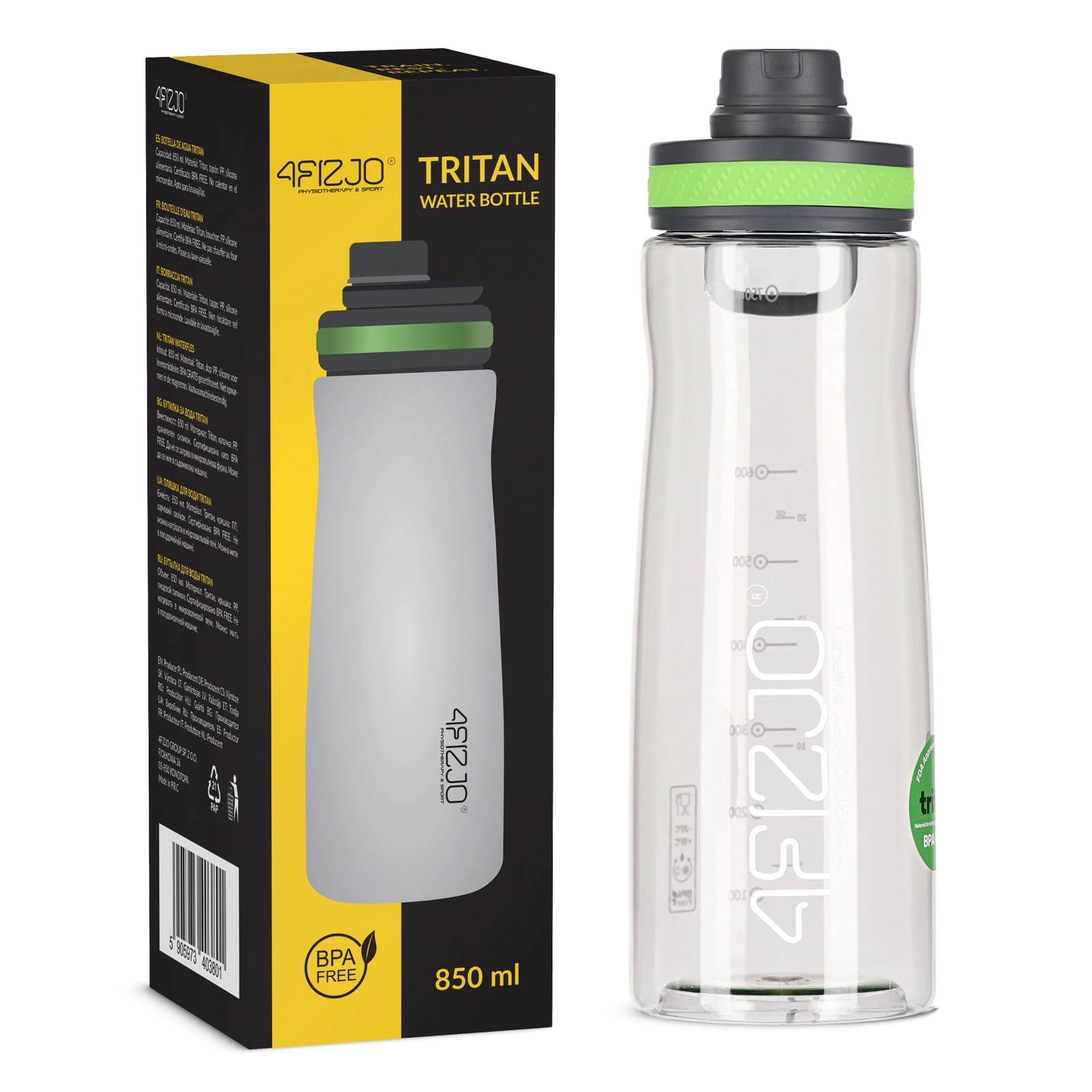 4FIZJO Tritan Sports Water Bottle 850 ml, Green