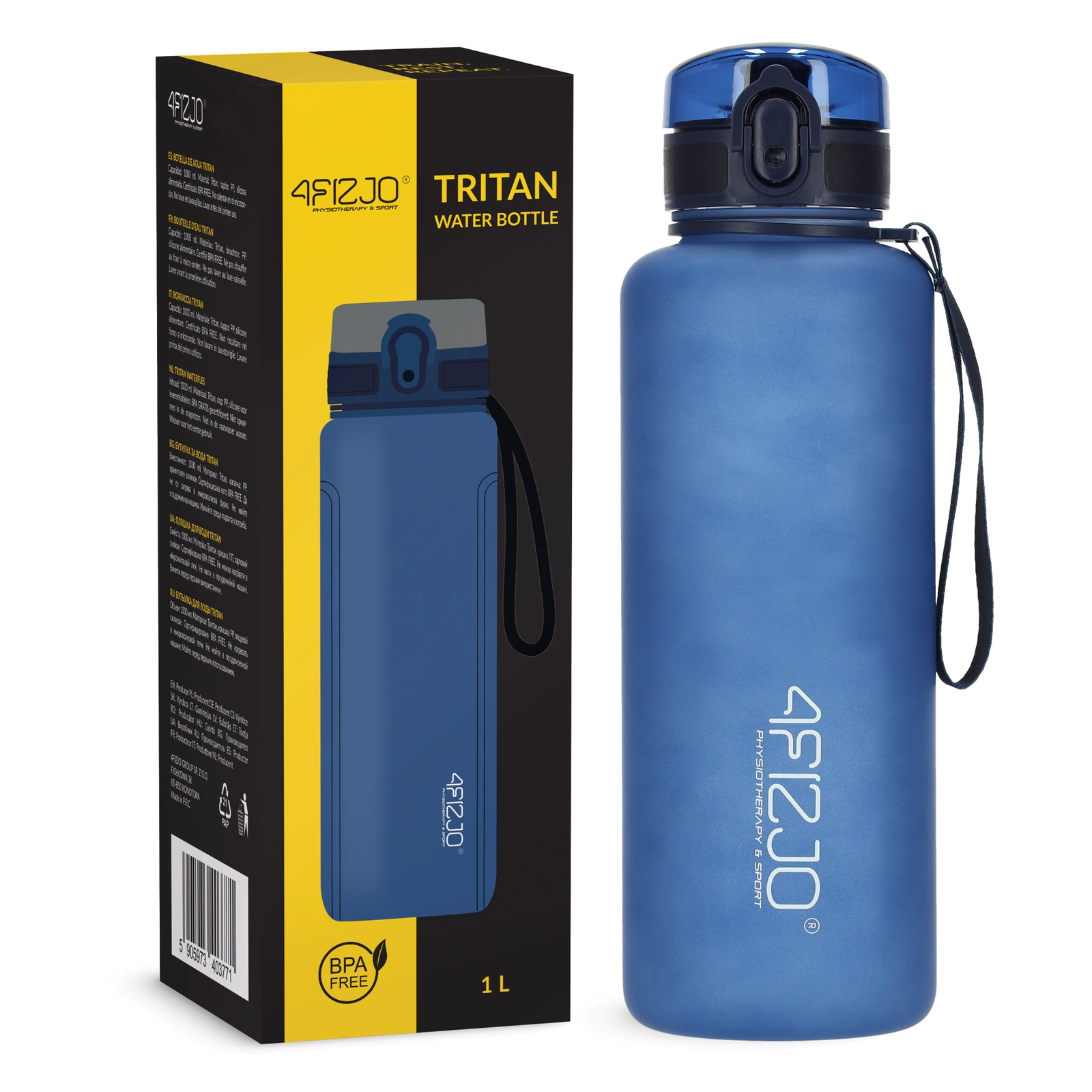 4FIZJO Sports Water Bottle 1L, BPA-Free Tritan, Blue