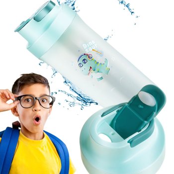 Kids Water Bottle 500ml, Leak Proof Reusable Bottle for School and Preschool, Green