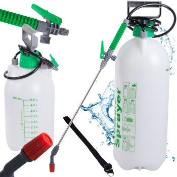 Hand pressure garden sprayer 5L with shoulder strap, green-white