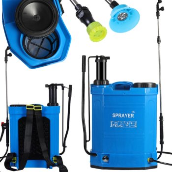 Battery garden sprayer with manual mode, backpack type, 16L, blue
