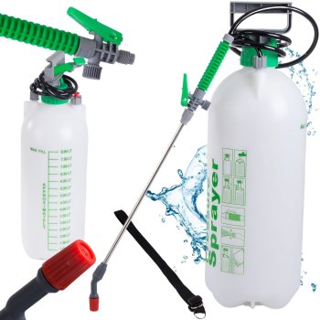 Hand pressure garden sprayer 8L with shoulder strap, green-white