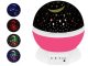 Rotating Kids Bedside Lamp Star Sky Projector Night Magic Light Battery Powered, Pink
