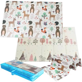 NICEKIDS Double-sided Foldable XPE Foam Play Mat Pad Rug for Kids, 200x150cm, Forest