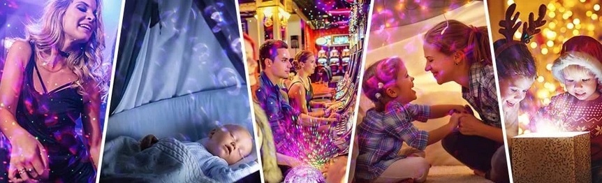 Bedside Lamp Star Sky Projector Night Magic Light Disco Ball with Bluetooth Speaker and Remote Control, White (2)