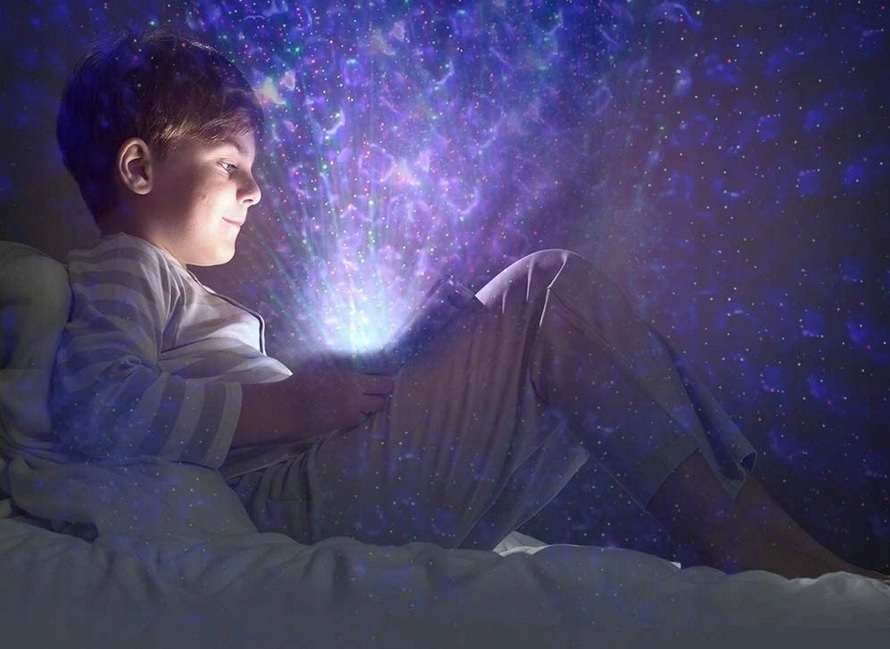 Bedside Lamp Star Sky Projector Night Magic Light Disco Ball with Bluetooth Speaker and Remote Control, White (9)