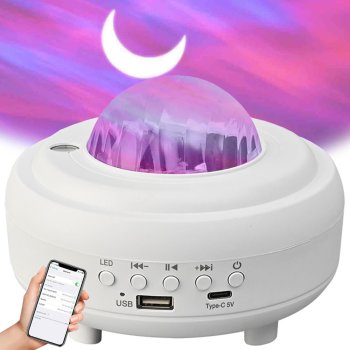 LED Star Galaxy Projector Night Light with Aurora and Bluetooth Speaker