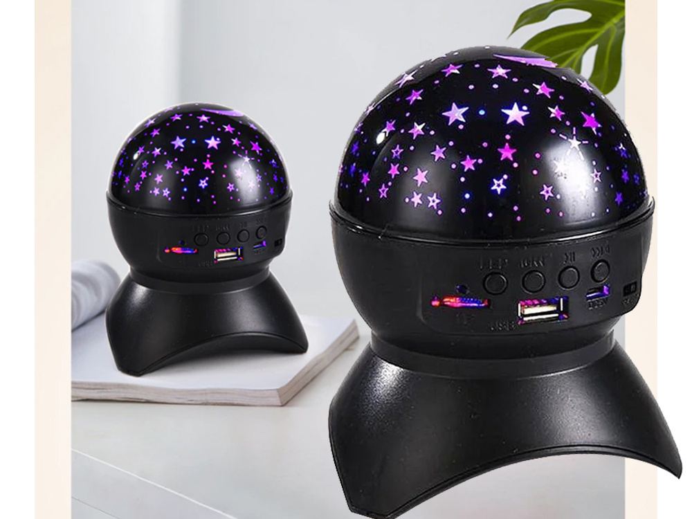 LED Star Projector Night Light with Bluetooth Speaker and USB, Black (3)