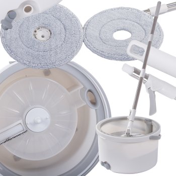 Rotary mop 360 spin bucket set 2x microfiber pads