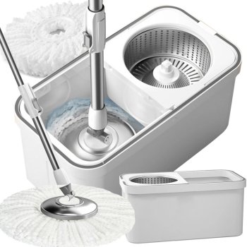 360° Spin Mop and Bucket Set with 2 Reusable Microfiber Pads
