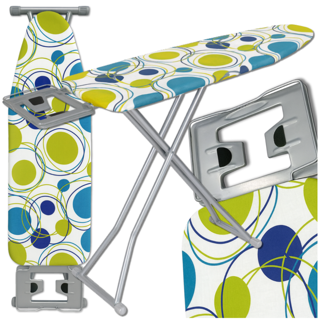 Adjustable Ironing Board Premium 130x34cm with Iron Rest, Height 70-87cm