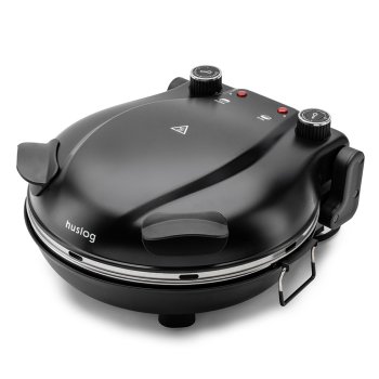 Huslog Electric Pizza Oven with Pizza Stone, 1200W Countertop Pizza Maker, black