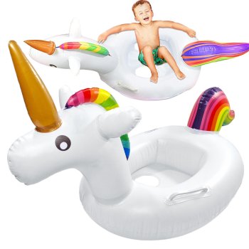 Children’s inflatable unicorn swimming ring with seat white