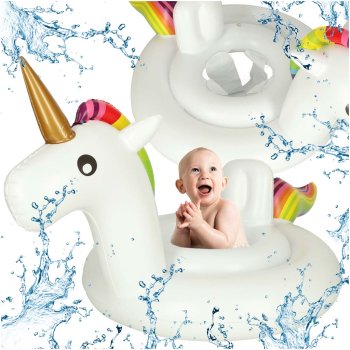 Unicorn Baby Swim Float with Seat Inflatable Pool Ring for Toddlers 1-3 Years