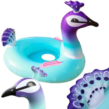 Colourful Inflatable Kids' Swimming Ring with Peacock Design 60cm