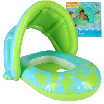 Baby Swim Float with Seat and Sun Canopy BESTWAY 34091, green