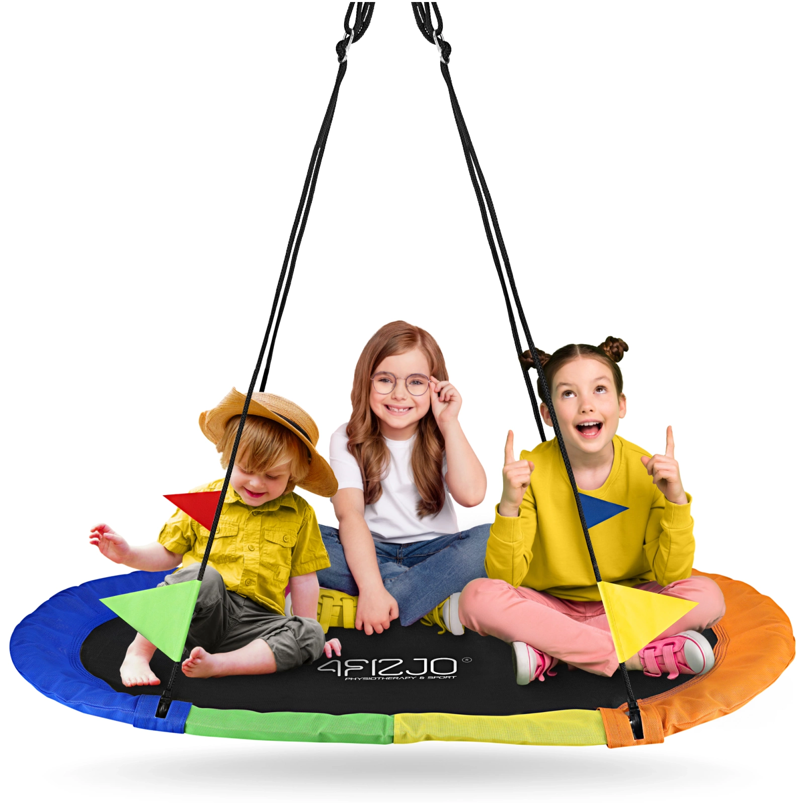 4FIZJO Nest Swing for Kids 165×75 cm Outdoor Garden, multicolour