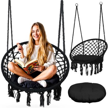 Sofotel BOHO Hammock Chair Hanging Swing for Patio and Garden, Black