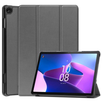 Lenovo Tab M10 (3rd Gen) (TB-328FU) Trifold Stand PU Leather Hard Protective Cover Case, Gray