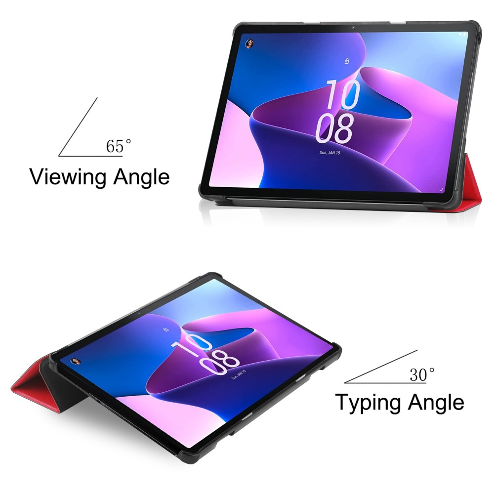 Lenovo Tab M10 (3rd Gen) (TB-328FU) Trifold Stand PU Leather Hard Protective Cover Case, Red (1)