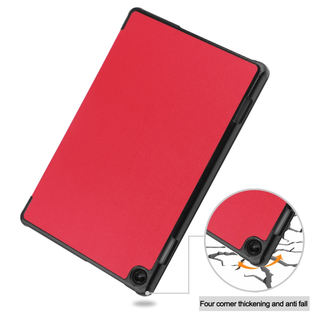 Lenovo Tab M10 (3rd Gen) (TB-328FU) Trifold Stand PU Leather Hard Protective Cover Case, Red (2)