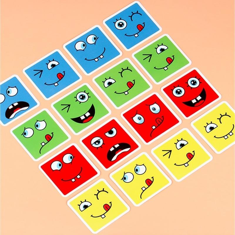 Play cubes / blocks with cards for children with pictures of emotions, game (3)