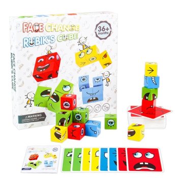 Play cubes / blocks with cards for children with pictures of emotions, game
